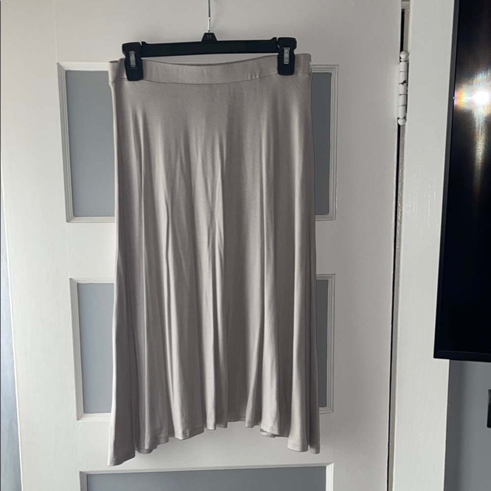 Charlotte Russe Tan Pleated Midi A-Line Skirt